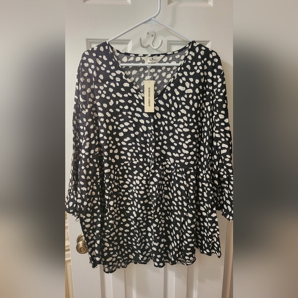 Black & White top, 3/4 sleeve - Picture 1 of 3